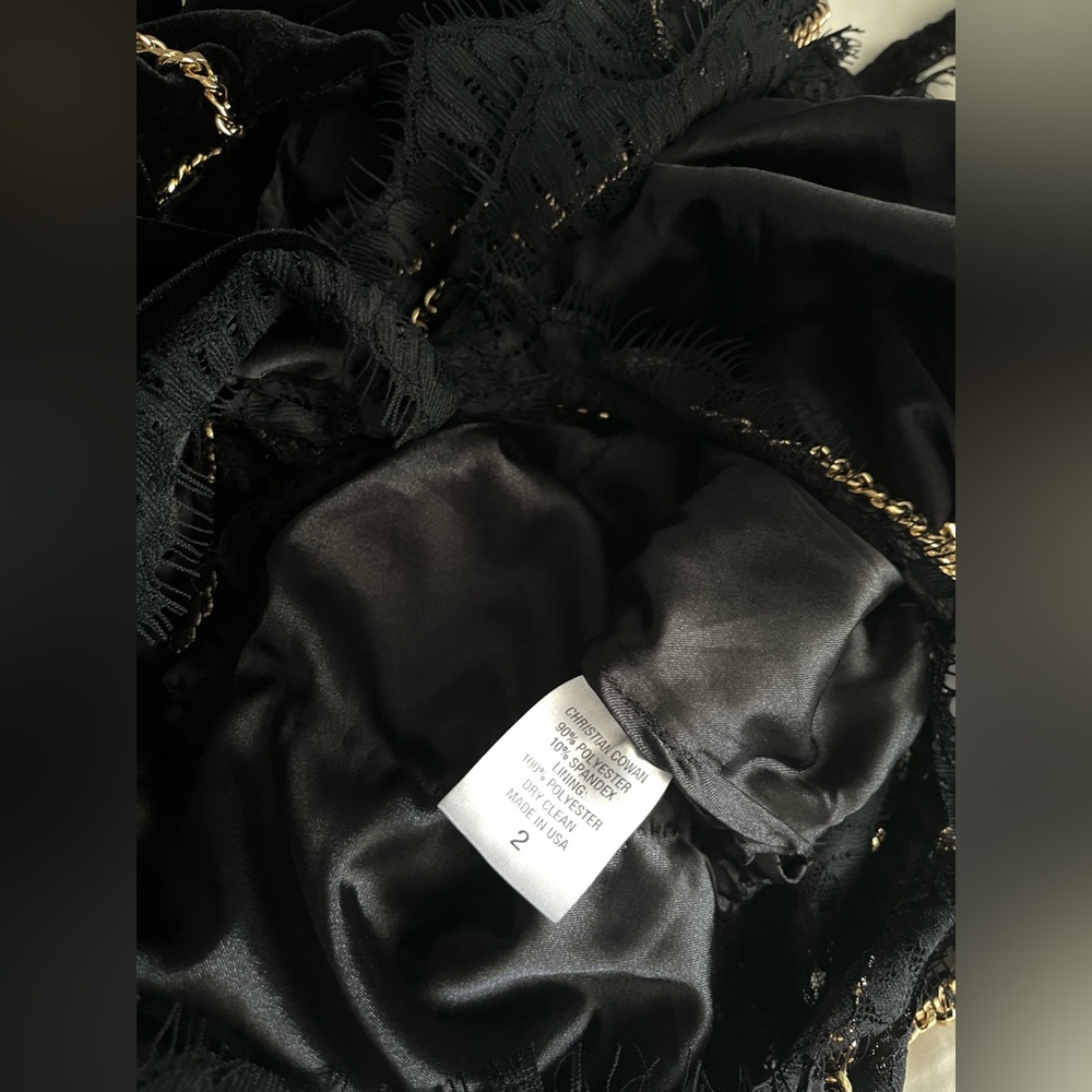 Christian Cowan Velvet Lace & Chains Mini Dress - Picture 13 of 15